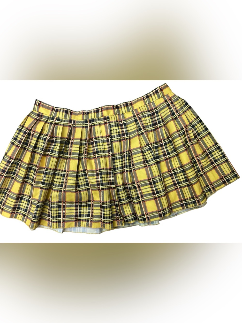SHEIN Yellow Plaid Pleated Mini Skirt XL Clueless Preppy Y2K Costume Halloween